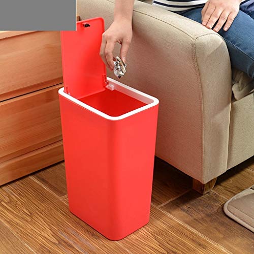 TKFDC Home Trash Can Plastic Square Trash Can, Press-in Living Room Bedroom Hotel Trash Can (Color : E)