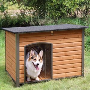 Dog House for Small to Large Sized Dogs - Indoor Outdoor Doghouse Puppy Shelter with Elevated Floor, Durable Waterproof Dog Kennel, Dog Home with Iron Frame - Anti Bite