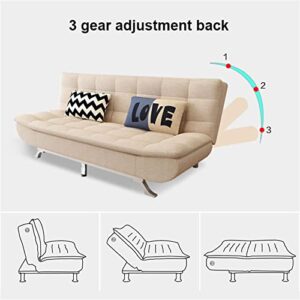 JHKZUDG 2 Seater Settee Sofa Bed,Modern Linen Upholstered Sofa Living Room Chair Couch with Metal Legs, 3 Angles Adjustable Back,for Living Room, Office, Room,Dark Gray,150 × 85 × 90cm