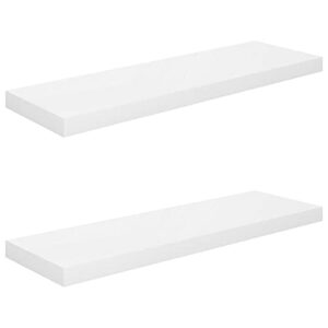 CKioict Floating Wall Shelves 2 pcs High Gloss White 31.5"x9.3"x1.5" MDF, Simple Storage Home Decor Wall Mounted, Display Wall Shelf for Organize Bedroom, Living Room, Kitchen, Bathroom