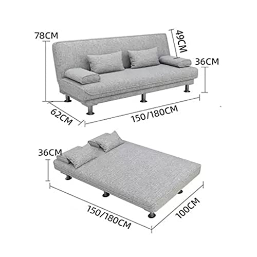 JHKZUDG Fabric Sofa Bed, with Chrome Legs Convertible Folding Sofa Bed, 3 Angles Adjustable Back,for Compact Living Spaces,Apartments Office Dorms,Green,180 × 62 × 78cm
