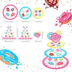 Donut Party Party Supplies-Donut Grow Up Theme 3 Tier Cupcake Stand Birthday Dessert Display Stand for Doughnut Happy Birthday Cake Decor