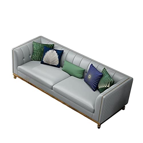 FZZDP Postmodern Hong Kong Style Leather Sofa Three-Piece Apartment Sofa Living Room Furniture