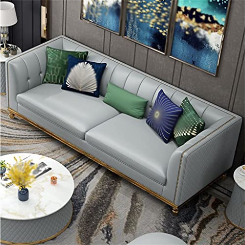 FZZDP Postmodern Hong Kong Style Leather Sofa Three-Piece Apartment Sofa Living Room Furniture