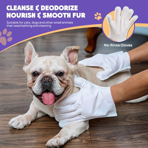 HICC PET Cleaning & Deodorizing Pet Bathing Wipes for Dogs and Cats, Nourish Fur Coconut Oil Gloves Grooming Wipes for Dog/Cat, Dog Cat Cleaning Wipes for Daily Care and Traveling - Unscented