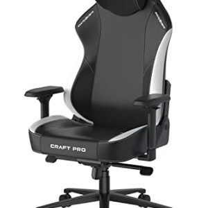 DXRacer Craft Pro Gaming Chair, High Density Memory Foam, 4D Armrests, Adjustable Recline with Extra Wide and Thick Cushion, Standard, Black & White