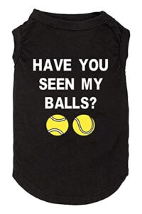 weokwock have you seen my ball dog funny clothes shirts print vest for small large dog t shirts puppy apparel (small, black01)