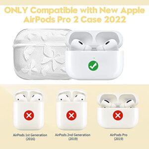 MINSCOSE Cute Airpod pro 2 Clear Case with Keychain ,Cute Bling Glitter Butterfly Pattern Design Soft Silicone Smooth Shockproof Compatible with Airpods Pro Charging Case for Girls Women