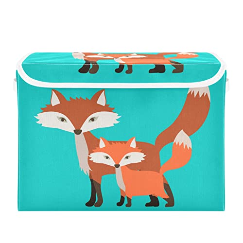 innewgogo Fox Storage Bins with Lids for Organizing Organizer Containers with Handles Oxford Cloth Storage Cube Box for Home