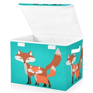 innewgogo Fox Storage Bins with Lids for Organizing Organizer Containers with Handles Oxford Cloth Storage Cube Box for Home