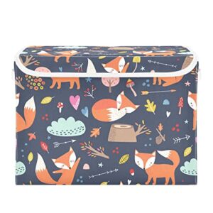 innewgogo forest foxes storage bins with lids for organizing baskets cube with cover with handles oxford cloth storage cube box for books
