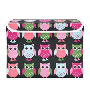 innewgogo Cute Owl Storage Bins with Lids for Organizing Dust-proof Storage Bins with Handles Oxford Cloth Storage Cube Box for Pets Toys