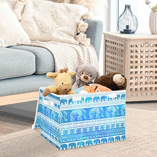 Elephants Storage Bins with Lids for Organizing Lidded Home Storage Bins with Handles Oxford Cloth Storage Cube Box for Toys