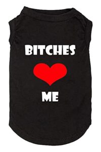 dog clothes puppy t shirt vest soft and light-weight for small large dogs with 'bitches love me' slogan prining pet apparel(medium,bc-black01)