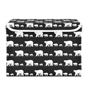 innewgogo polar bear family storage bins with lids for organizing decorative callapsible storage basket with handles oxford cloth storage cube box for pets toys