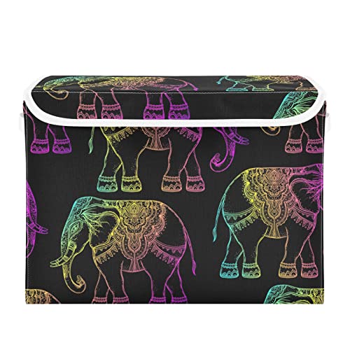 innewgogo Elephant Storage Bins with Lids for Organizing Closet Organizers with Handles Oxford Cloth Storage Cube Box for Books