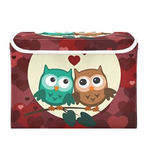 innewgogo owls valentines day storage bins with lids for organizing storage baskets with handles oxford cloth storage cube box for dog toys