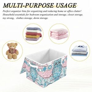 innewgogo Mandala Owl Storage Bins with Lids for Organizing Storage Baskets with Handles Oxford Cloth Storage Cube Box for Dog Toys