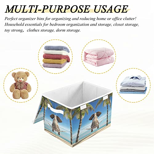 innewgogo Elephant Hammock Beach Storage Bins with Lids for Organizing Baskets Cube with Cover with Handles Oxford Cloth Storage Cube Box for Dog Toys