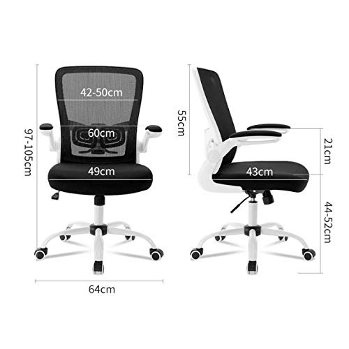 LUKEO Furniture Mid Back Black Mesh Swivel Ergonomic Task Office Chair with Flip Up Arms