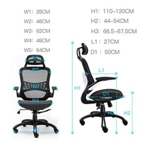 LUKEO Ergonomic Office Chair Desk Chair Adjustable Seat Cushion and Headrest, Breathable Mesh Backrest, Black (no Footrest)