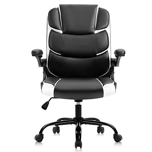 TFIIEXFL Office Chairs Desk Chair Black Leather Computer Armchair for Man and Women