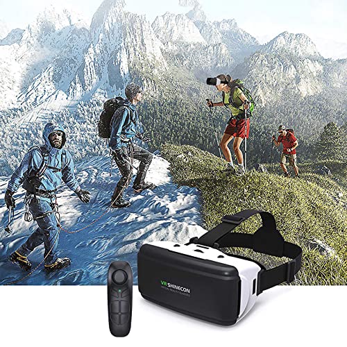 Nsxcdh VR Glasses, Virtual Reality Goggles Headsets 3D VR Headset with Remote Control Handle, for Movies & Games Bluetooth Compatible with 4.7-6.5'' Mobile Phone(Black)