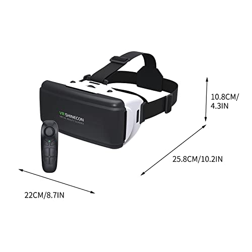 Nsxcdh VR Glasses, Virtual Reality Goggles Headsets 3D VR Headset with Remote Control Handle, for Movies & Games Bluetooth Compatible with 4.7-6.5'' Mobile Phone(Black)
