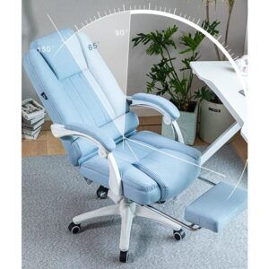 TFIIEXFL Fabric Computer Chair Soft Office Chair Reclining Girl Cotton Chair 360 Degree Rotating Game Chair Rest Chair