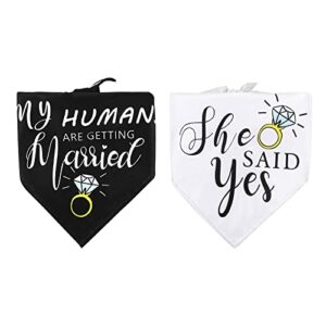 engagement gifts,my humans are getting married dog bandana,pet dog wedding bandana attire,pet scarf,pet accessories,bride to be gifts,dog gifts,wedding photo props decorations (set of 2)