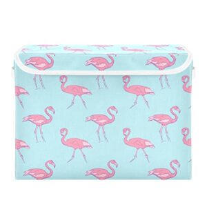 kigai beautiful pink flamingo storage bins with lids and handles 17x13x12 in foldable fabric storage basket toys clothes organizer for shelves closet home bedroom office