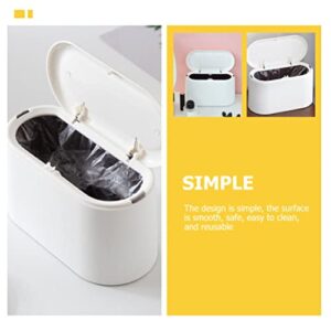 Veemoon Mini Wastebasket Trash Can Tiny Desktop Waste Garbage Bin with Swing Lid for Home Office Kitchen Vanity Tabletop - White Office Trash Garbage Cans Garbage Cans Mini Garbage Cans