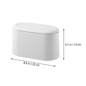 Veemoon Mini Wastebasket Trash Can Tiny Desktop Waste Garbage Bin with Swing Lid for Home Office Kitchen Vanity Tabletop - White Office Trash Garbage Cans Garbage Cans Mini Garbage Cans