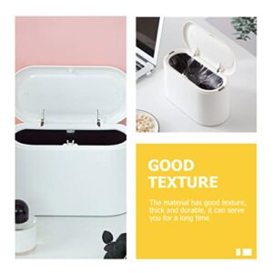 Veemoon Mini Wastebasket Trash Can Tiny Desktop Waste Garbage Bin with Swing Lid for Home Office Kitchen Vanity Tabletop - White Office Trash Garbage Cans Garbage Cans Mini Garbage Cans