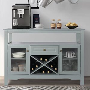 ltmeuty sideboard buffet - modern storage cabinet, wine bar cabinet with glass doors, console table coffee station, for home, living room, dining room, kitchen, grey