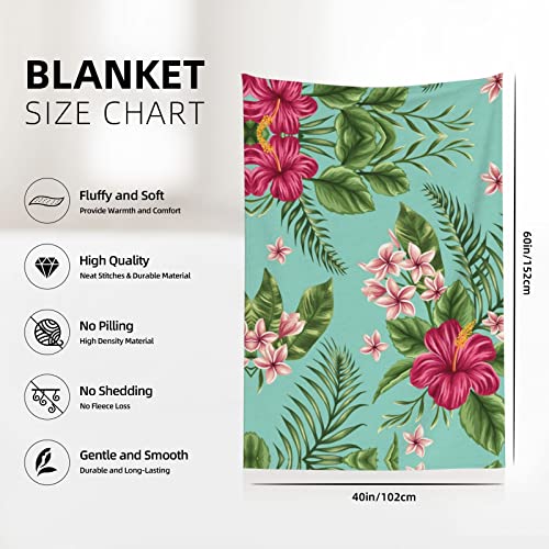 Hawaiian Tropical Leaves Flowers Bedding Lightweight Thermal Blanket Soft Breathable Blanket for All Seasons