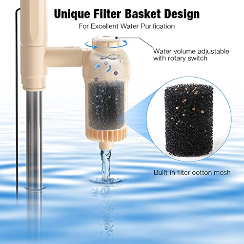 bedee Electric Aquarium Gravel Cleaner, Fish Tank Vacuum Gravel Cleaner, 6 in 1 Automatic Aquarium Vacuum Cleaner Kit for Water Changing & Wash Sand with Adjustable Water Flow, DC 12V, 18W【Beige】