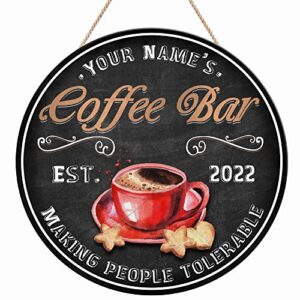 wodoro custom coffee bar wood sign (not carved or neon sign), kitchen decor wall plaque, personalized gifts for coffee lovers, espresso cappuccino latte coffee & tea bar, coffee & wine bar sign (05)