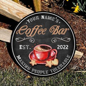 WODORO Custom Coffee Bar Wood Sign (Not Carved or Neon Sign), Kitchen Decor Wall Plaque, Personalized Gifts for Coffee Lovers, Espresso Cappuccino Latte Coffee & Tea Bar, Coffee & Wine Bar Sign (05)