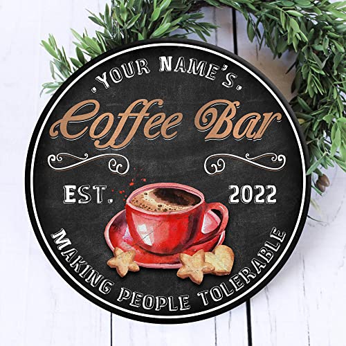 WODORO Custom Coffee Bar Wood Sign (Not Carved or Neon Sign), Kitchen Decor Wall Plaque, Personalized Gifts for Coffee Lovers, Espresso Cappuccino Latte Coffee & Tea Bar, Coffee & Wine Bar Sign (05)