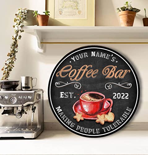 WODORO Custom Coffee Bar Wood Sign (Not Carved or Neon Sign), Kitchen Decor Wall Plaque, Personalized Gifts for Coffee Lovers, Espresso Cappuccino Latte Coffee & Tea Bar, Coffee & Wine Bar Sign (05)