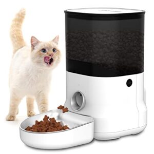 dogness automatic cat feeders, dog food dispenser with voice recorder, dual power supply timed auto pet feeder, easily programmable timer for 1-6 meals,1-40 portions daily, clog-free design, 4l, white