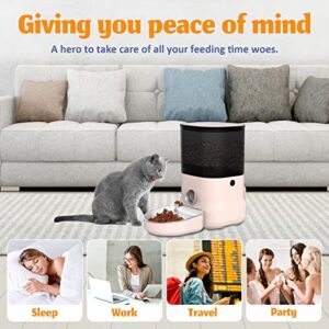 DOGNESS Automatic Cat Feeders, Dog Food Dispenser with Voice Recorder, Dual Power Supply Timed Auto Pet Feeder, Easily Programmable Timer for 1-6 Meals,1-40 Portions Daily, Clog-Free Design, 4L, White