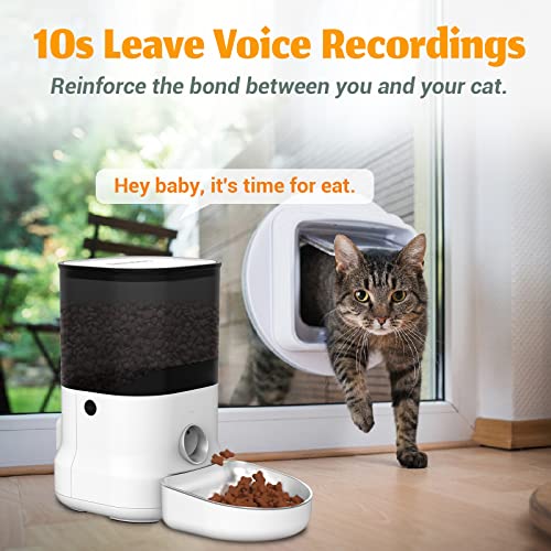 DOGNESS Automatic Cat Feeders, Dog Food Dispenser with Voice Recorder, Dual Power Supply Timed Auto Pet Feeder, Easily Programmable Timer for 1-6 Meals,1-40 Portions Daily, Clog-Free Design, 4L, White