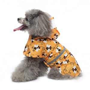 kthzi dog raincoat adjustable pet waterproof and windproof clothes lightweight rain jacket poncho for hoodies with strip reflective(bee,medium，y44)