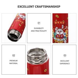 LIFKOME Double Insulated Water Bottle Vacuum Insulated Bottle 2023 Chinese New Year Water Bottle Year of The Rabbit Tumbler Thermal Mug for Coffee Tea Milk Hot Drinkings Lid Color 2