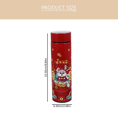 LIFKOME Double Insulated Water Bottle Vacuum Insulated Bottle 2023 Chinese New Year Water Bottle Year of The Rabbit Tumbler Thermal Mug for Coffee Tea Milk Hot Drinkings Lid Color 2