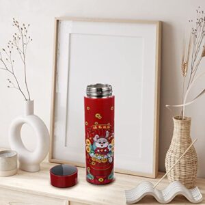 LIFKOME Double Insulated Water Bottle Vacuum Insulated Bottle 2023 Chinese New Year Water Bottle Year of The Rabbit Tumbler Thermal Mug for Coffee Tea Milk Hot Drinkings Lid Color 2