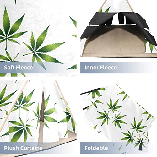 RATGDN Small Pet Hideout Cannabis Leaf Pattern Hamster House Guinea Pig Playhouse for Dwarf Rabbits Hedgehogs Chinchillas