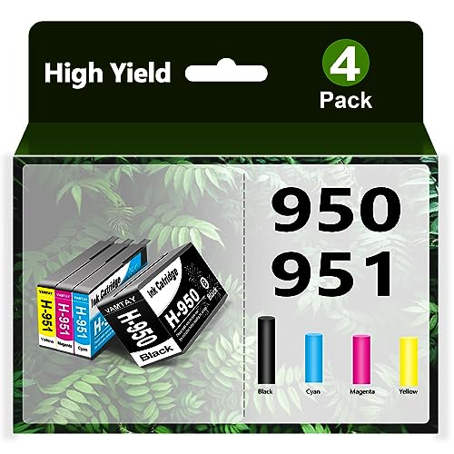 VAMTAY Compatible 950 951 Ink Cartridges Replacement for 950XL 950 XL 951XL 951 XL for OfficeJet Pro 8600 8610 8620 Printer 4 Combo Pack